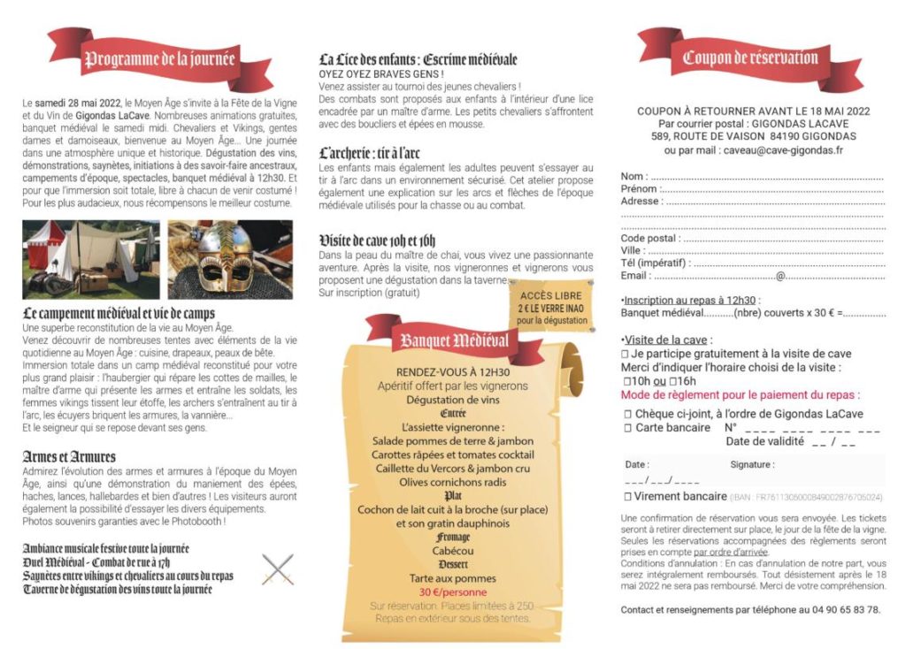 Programme de la fête de la vigne et du vin